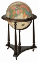 illuminated world globe on tri wood floor stand